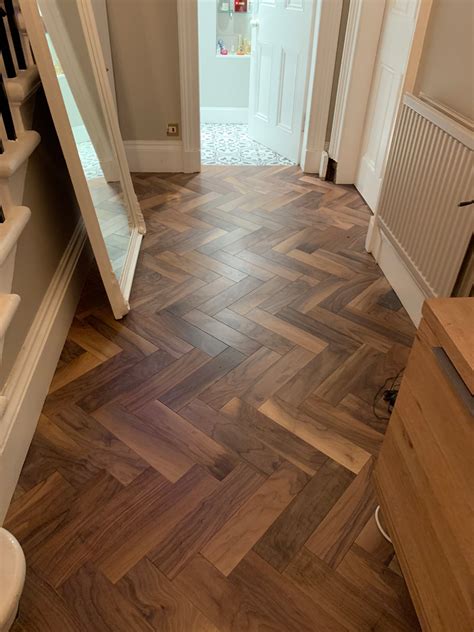 Black American Walnut Herringbone Pattern Wood Flooring Edinburgh