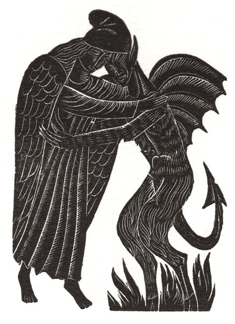 David Jones, Libellus Lapidum: Satan, with Hell Fire, embracing Angel | Eames Fine Art