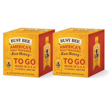 Busy Bee Raw Honey Packets 40 Packets Total Usa