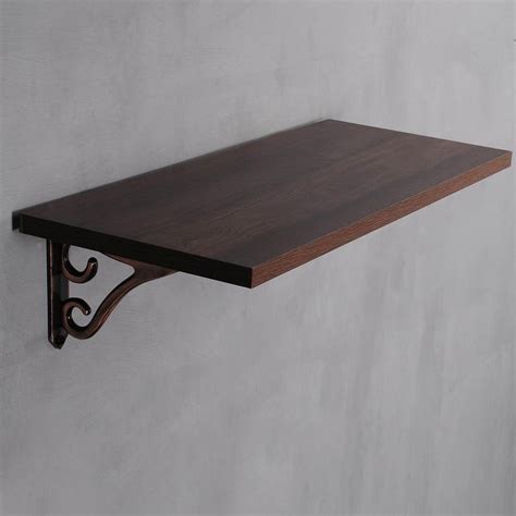 Mahogany Shiny Wall Shelf With Romantic Bracket Set Wall Shelving