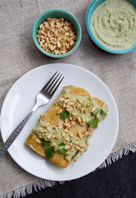 Spinach Tofu And Pine Nut Enchiladas These Vegan Enchiladas Are