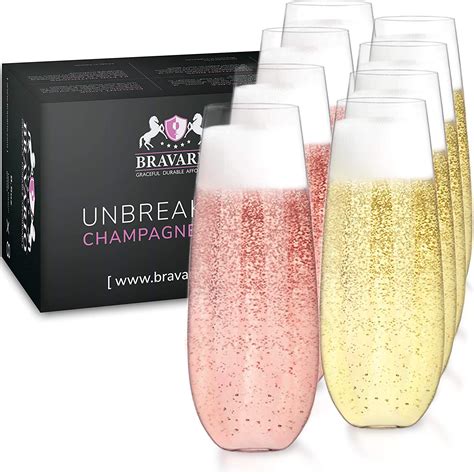 Wholesale Bravario Unbreakable Champagne Flutes Set Of 8 Plastic