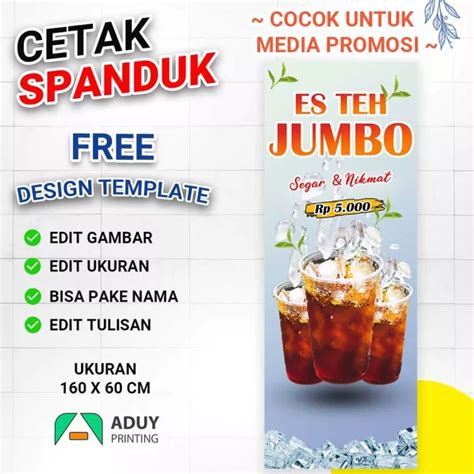 Cetak Spanduk Banner Es Teh Jumbo Kekinian Minuman Es Teh Ukuran 160x60