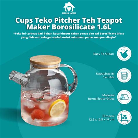 Jual COD TEKO PITCHER TEH TAHAN PANAS TEAPOT MAKER BOROSILICATE