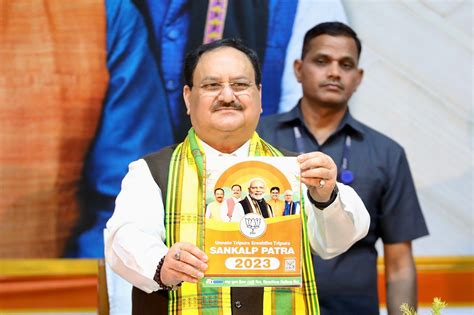 Honble Bjp National President Shri Jp Nadda While Releasing Sankalp Patra Of Bjp For