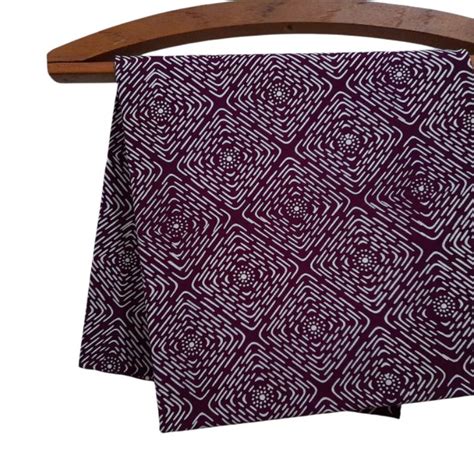 Jual Kain Batik Cap Katun Sewarna Burgundy Motif Sashiko Granit