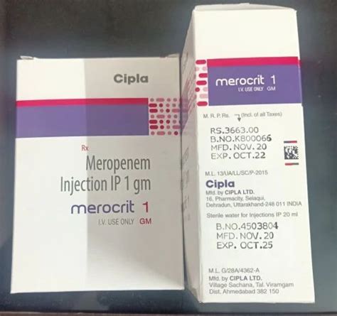 Allopathic Merocritt Meropenem Injection Packaging Type Vial