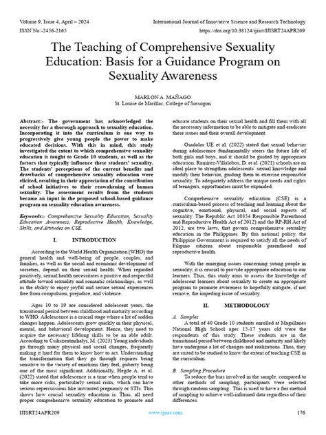 The Teaching Of Comprehensive Sexuality Education Basis For A Guidance Program On Sexuality