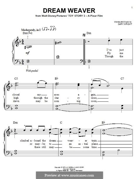 Dream Weaver by G. Wright - sheet music on MusicaNeo