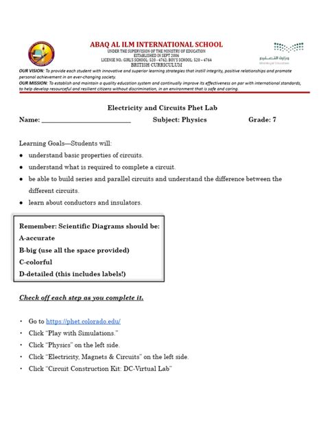 Electricity and Currents Phet Lab | PDF | Series And Parallel Circuits ...