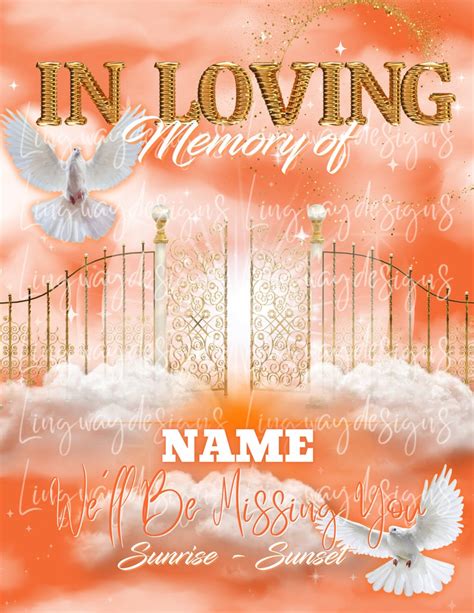 Orange Heavens Gate Angel Memorial PNG Add Photo Rest In Peace Etsy