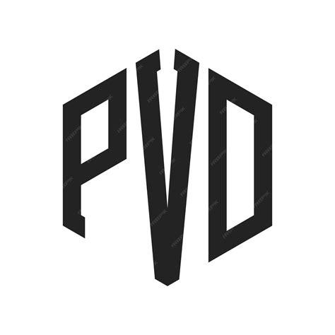 PVD Logo Design Initial Letter PVD Monogram Logo using Hexagon shape