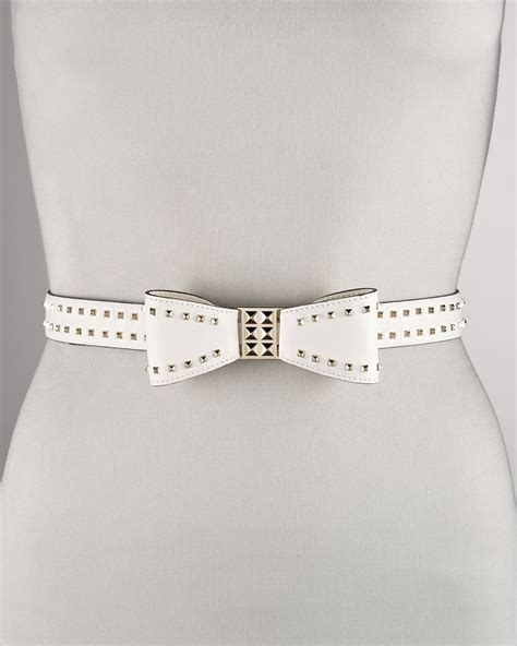 Lyst Valentino Studded Leather Bow Belt In White