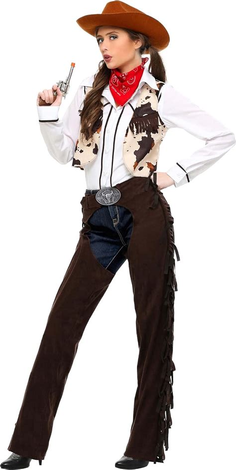 Adult Cowgirl Chaps Fancy Dress Costume Amazonde Spielzeug