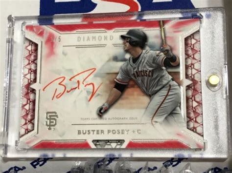 H 2018 Topps Diamond Icons Autograph Red Ria Bp Buster Posey 15 First