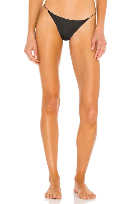 Jade Swim Micro Bare Minimum Bikini Bottom In Black Leather Revolve