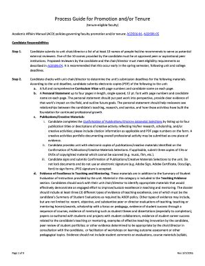 Fillable Online Provost Asu Process Guide For Promotion And Or Tenure