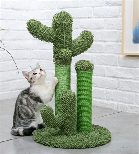 Cactus Cat Tree With Ball Scratcher Posts Cute Cat Cactus Bed Etsy In 2021 Cactus Cat Cat