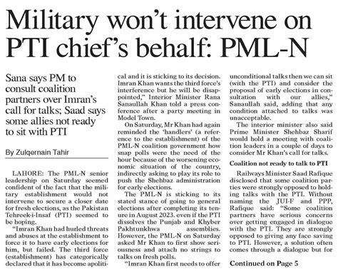 Dawn EPaper Dec 04 2022 Military Won T Intervene On PTI Chief S