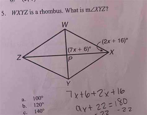 Solved Wxyz Is A Rhombus What Is M Xyz A B C