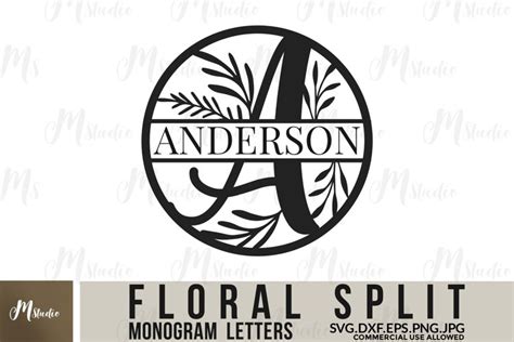 Floral split monogram letters SVG (483658)