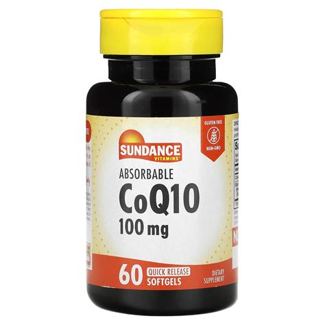 Sundance Vitamins Absorbable Coq10 100 Mg 60 Quick Release Softgels