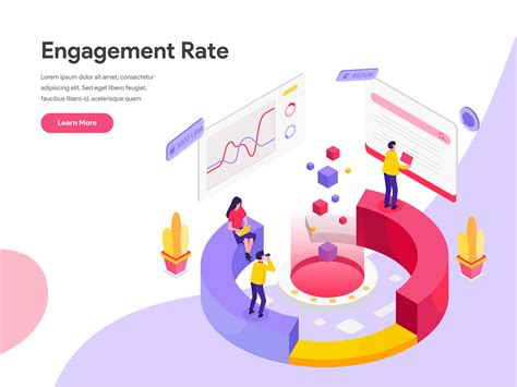 Landing page template of Engagement Rate Isometric Illustration Concept