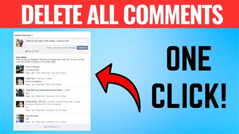 How To Delete All Comments On Facebook In One Click Youtube