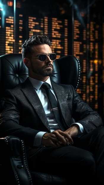 Premium Photo Man In Suit And Sunglasses Sitting In Chair