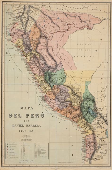 Mapa Del Perú En 1871 Incluyendo Arica Y Tarapacá Ocho Años Antes De