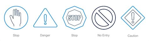 Premium Vector A Set Of Hazard Danger Icons As Stop Danger No Entry