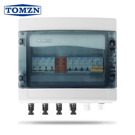 Solar Photovoltaic Pv Combiner Box With Lightning Protection 4 Input 1 Out Dc 600v Fuse Mcb Spd