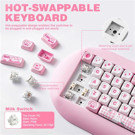 YUNZII C68 Wireless Mechanical Keyboard 65 Gaming Keyboard Hot Swap Triple Mode BT5 0 2 4G