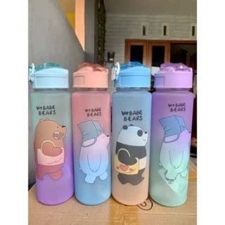 Jual Botol Minum Viral We Bare Bears Gradasi Pelangi Motif Beruang