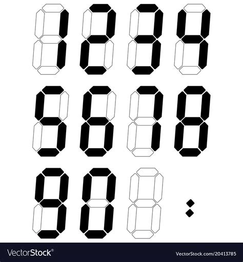 Black Digital Numbers Royalty Free Vector Image