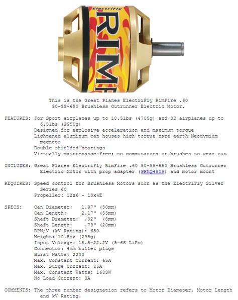 Rimfire Motors Conversion Chart