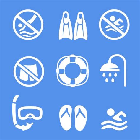 Swimming Pool Rules Set Icons And Symbol Vector Image