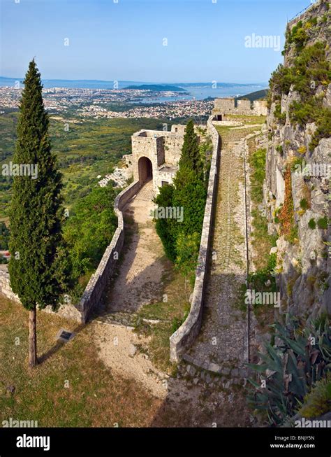 Klis Medieval Fortress In Croatia Split In The Back Dalmatia Stock