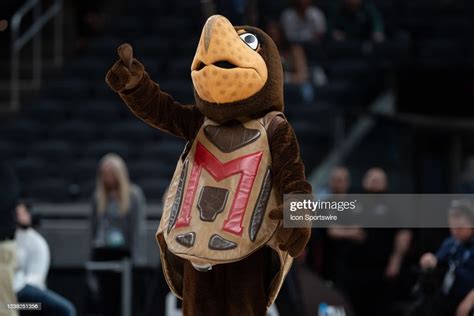 Maryland mascot Testudo performs on the court during the mens Big Ten ...