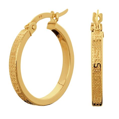 Revere 9ct Gold Greek Key Creole Hoop Earrings Reviews