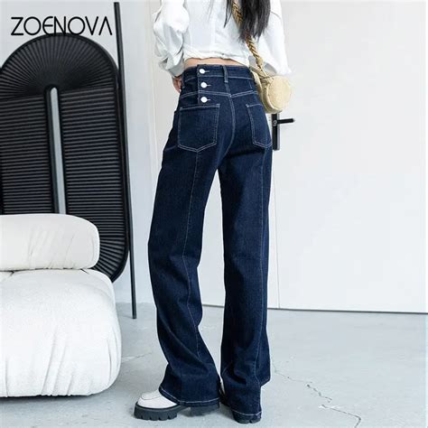 ZOENOVA Pantalones Vaqueros De Pierna Ancha De Estilo Coreano Para