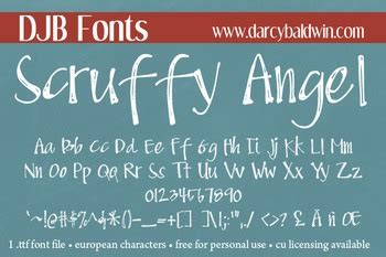 Djb Scruffy Angel Font Personal Use By Darcy Baldwin Fonts Tpt