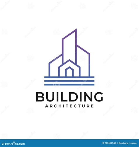 Building Architecture Logo Design With Simple Line Art Style Stock