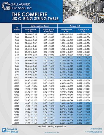 Jis O Ring Sizing Guide