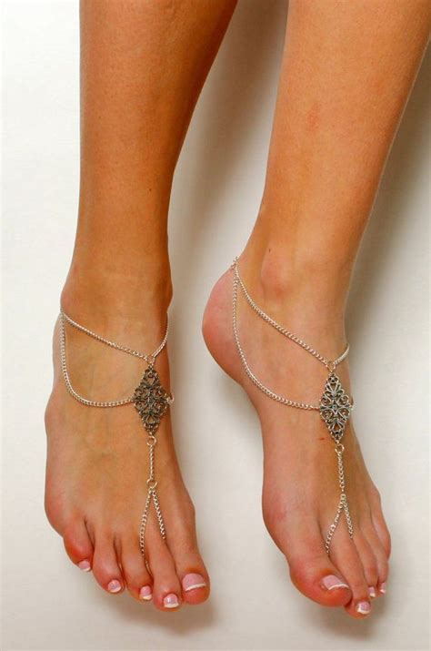 Sandalias Descalzas Boho Tribales Encadenaron Pies Por Baresandals