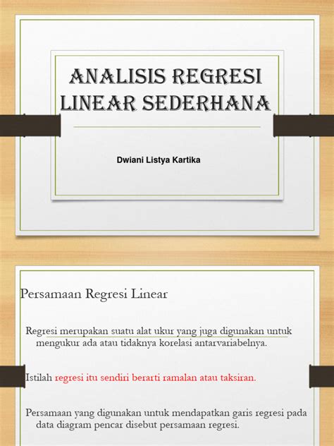 13 Analisis Korelasi Dan Regresi Linear Sederhana Part 2 Pdf