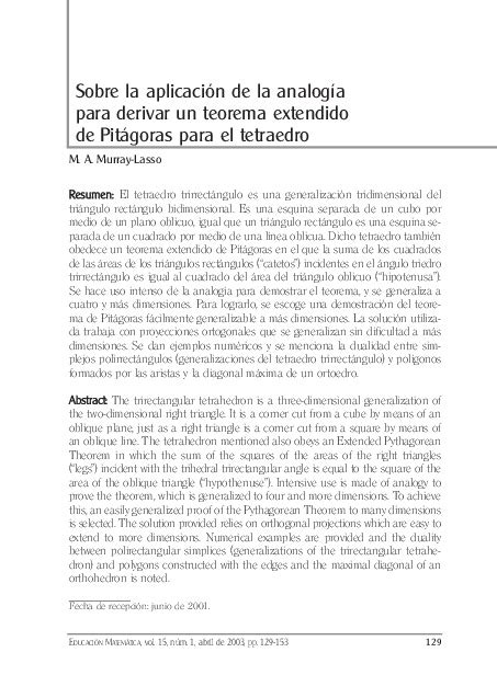 Sobre La Aplicaci N De La Analog A Para Derivar Un Teorema Extendido De