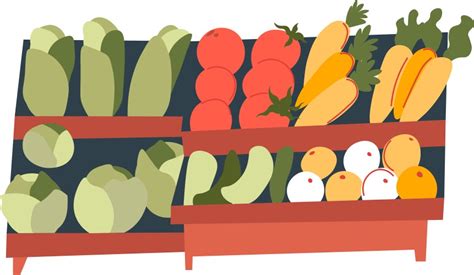 Vegetable Market Stall With Fresh Veggies Vector Image