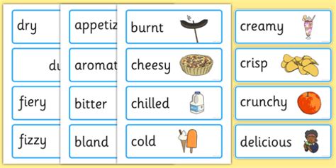 Food Adjectives Word Cards With Pictures Esl Food Adjectives Hot Sex