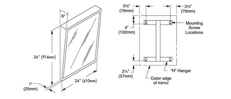 Bradley 740 024360 Fixed Tilt Mirror